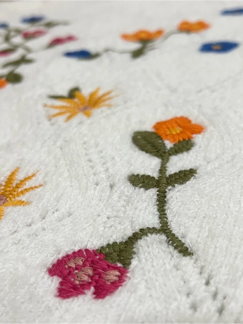 Francesca's White Floral Embroidered Pointelle Knit Mock Neck Sweater Sz Medium